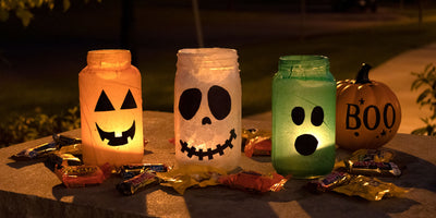 How to Reuse Mason Jars to Make Halloween Luminaries