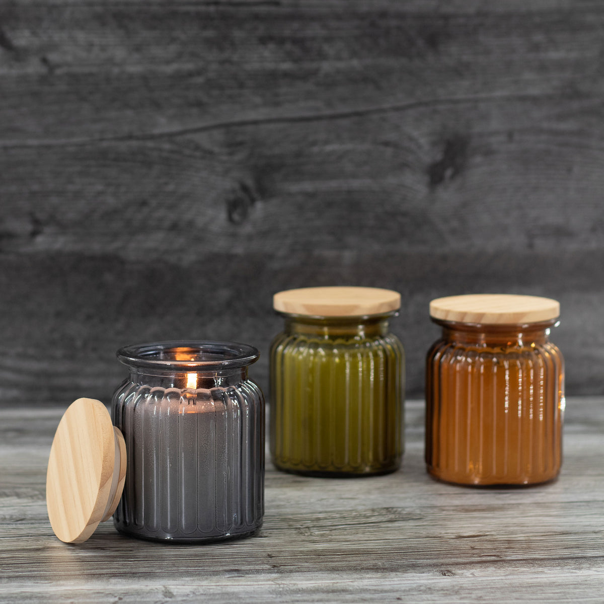 7.5-ounce Glass Citronella Candle with Wooden Lid, 3-Pack | Patio ...